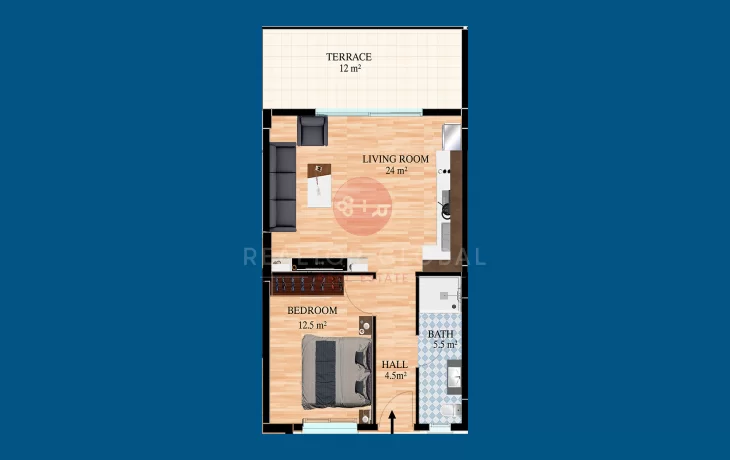 Stilvolles Penthouse mit einem Schlafzimmer in Esentepe, Nordzypern