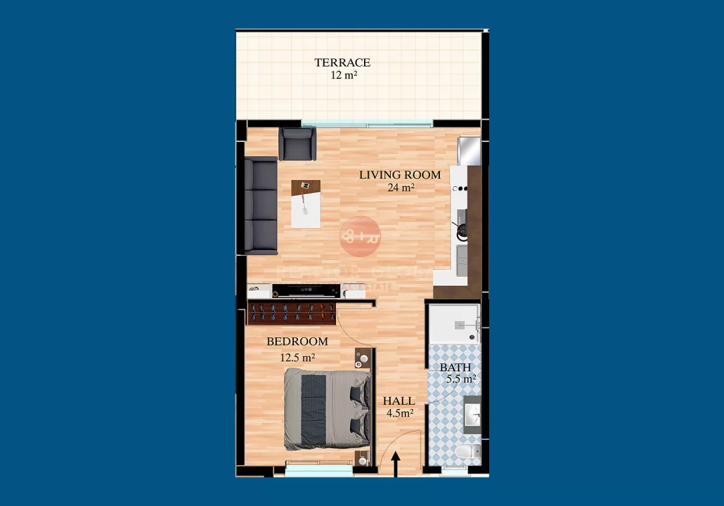 Stilvolles Penthouse mit einem Schlafzimmer in Esentepe, Nordzypern