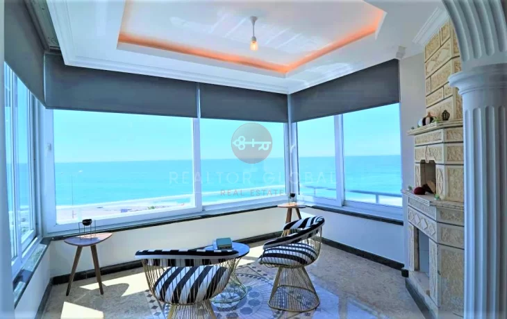 Seafront Furnished Flat For Rent in Alanya With Panoramic Sea View