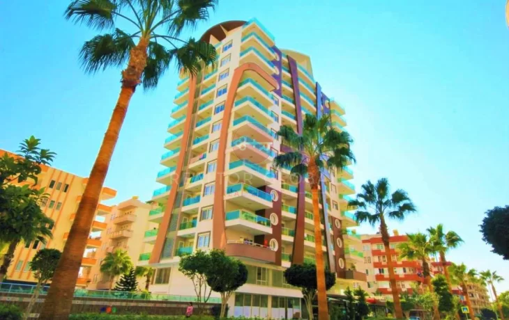 Dazzling Sea View From The Ninth Floor Comes With The Furnished Apartment For Sale in Alanya