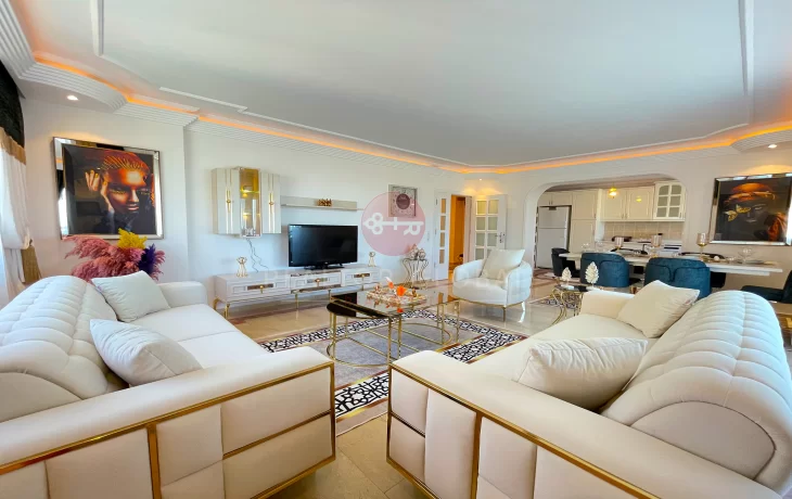 Ausgestattet mit geräumigem Wohnbereich, mit Meerblick, 2-Schlafzimmer-Wohnung zum Verkauf in Alanya