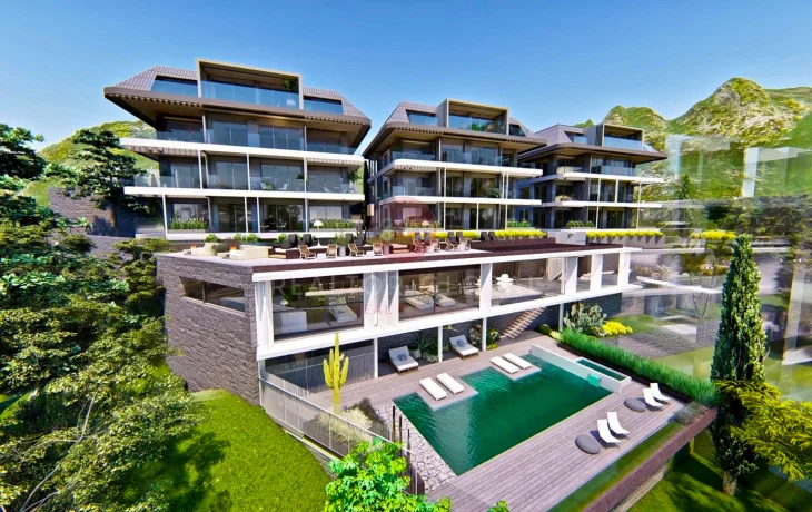 Ein neues Projekt mit zwei Optionen zum Verkauf von Wohnungen in Alanya