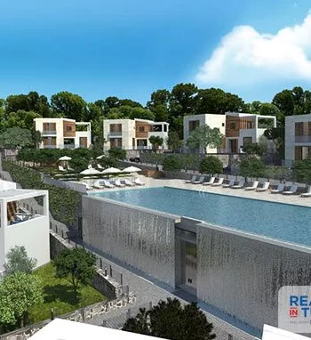 Deluxe garden sea view apartment for sale in Bodrum